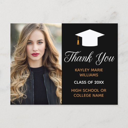 Chic Graduation Photo 2024 Graduate Thank You Postcard