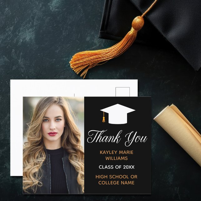 Chic Graduation Photo 2025 Graduate Thank You Postcard (Creator Uploaded)