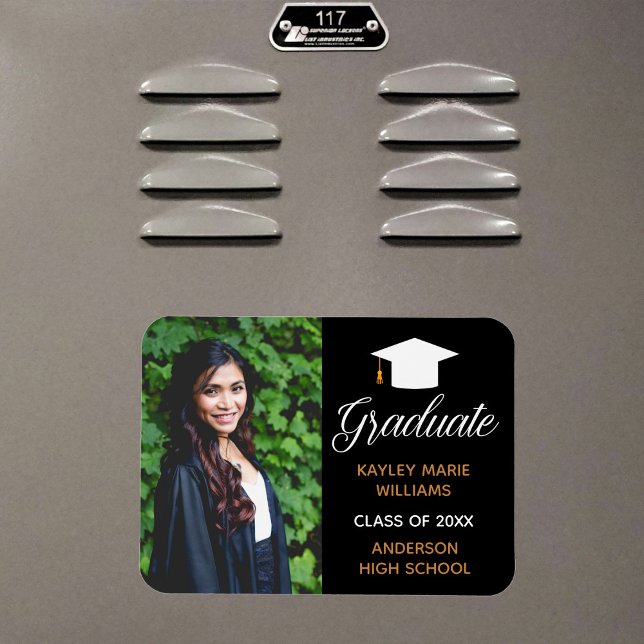 Chic Graduation Photo 2026 Black Gold Announcement Magnet (Creator Uploaded)