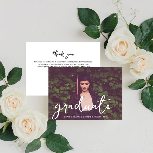 Chic Graduation Photo Announcement Thank You