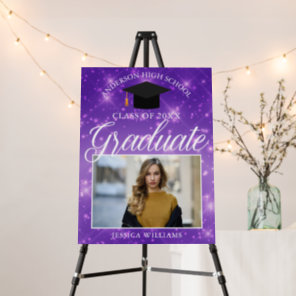 Chic Graduation Photo Custom Purple Sparkle Party Foam Board