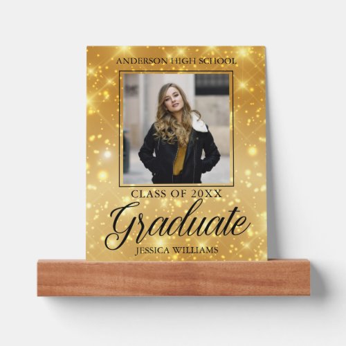 Chic Graduation Photo Gold Sparkle 2024 Graduate Picture Ledge