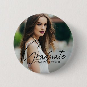 Chic Graduation Photo Handwritten Script Overlay Button