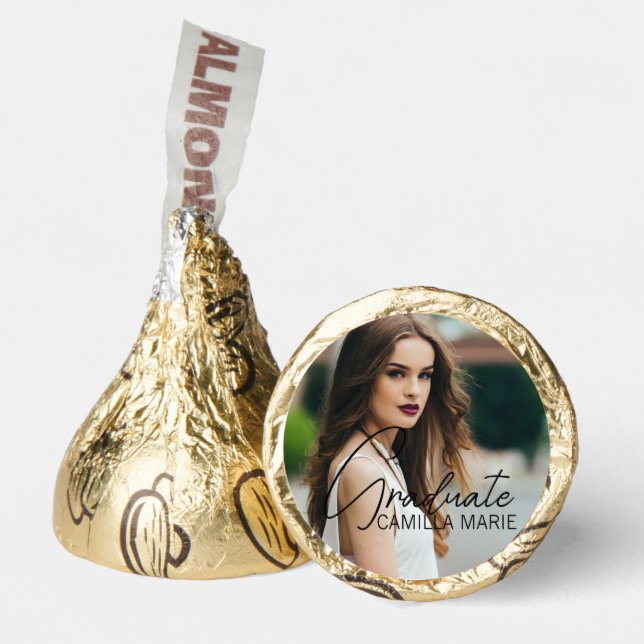 Chic Graduation Photo Handwritten Script Party Hershey®'s Kisses® (Front)
