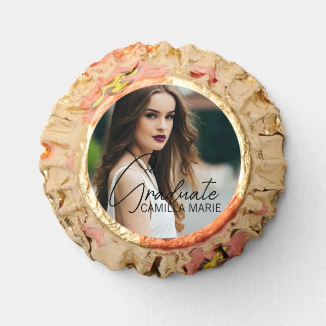 Chic Graduation Photo Handwritten Script Party Reese's Peanut Butter Cups (Front)