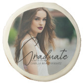 Chic Graduation Photo Handwritten Script Party Sugar Cookie (Front)
