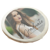 Chic Graduation Photo Handwritten Script Party Sugar Cookie (Angled)