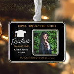 Chic Graduation Photo Inspirational Quote Custom Christmas Ornament<br><div class="desc">This elegant custom senior graduation Christmas ornament gift features chic white and gold typography under a high school or college name for the class of 2025. Customize with your graduating year under your photo for a great personalized graduate photograph present.</div>