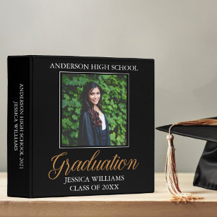 Chic Graduation Senior Portrait Black Photo Album 3 Ring Binder