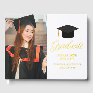 Chic Graduation Senior Portrait Photo Gold Foil Foil Guest Book