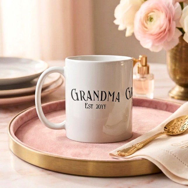 Chic Grandma Established Personalize Name Year Coffee Mug (Creator Uploaded)