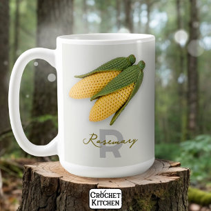 Chic Grandma's Garden Modern Crochet Corn Name  Coffee Mug