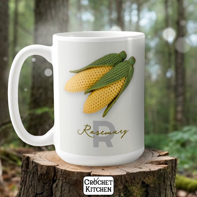 Chic Grandma's Garden Modern Crochet Corn Name  Coffee Mug (Creator Uploaded)