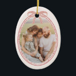 Chic Grandmillennial Christmas Oval Ornament<br><div class="desc">Celebrate the season with this chic grandmillennial Christmas oval ornament, featuring a pink coquette bow-topped frame—a vintage-inspired touch of nostalgic charm that mixes granny-chic vibes with festive fun. The simple layout and sweet details bring a warm, whimsical feel to your holiday celebrations. Please feel free to reach out with any...</div>
