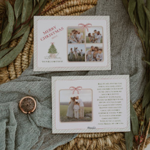 Chic Grandmillennial Coquette Christmas 5 Photo Holiday Card