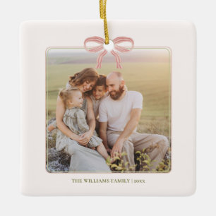 Chic Grandmillennial Coquette Christmas Ceramic Ornament