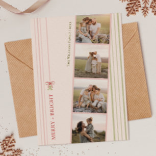 Chic Grandmillennial Coquette Christmas Five Photo Holiday Card