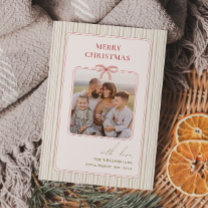 Chic Grandmillennial Coquette Christmas Photo Holiday Card