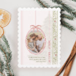 Chic Grandmillennial Coquette Christmas Two Photo Holiday Card<br><div class="desc">Celebrate the season with this chic grandmillennial coquette Christmas two photo holiday card, featuring a pink coquette bow and playful preppy green stripes. A vintage-inspired touch of nostalgic charm, mixing granny chic vibes with festive fun. The simple layout and sweet details bring a warm, wimsy feel to your holiday greetings....</div>