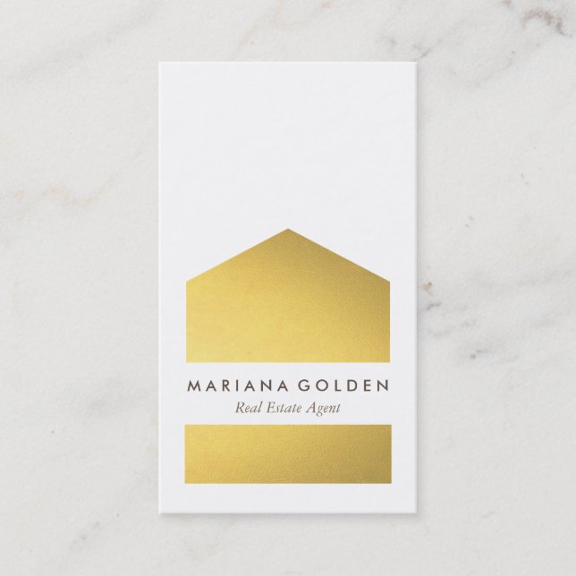 Chic Graphic Gold Real Estate Agent Business Card (Front)