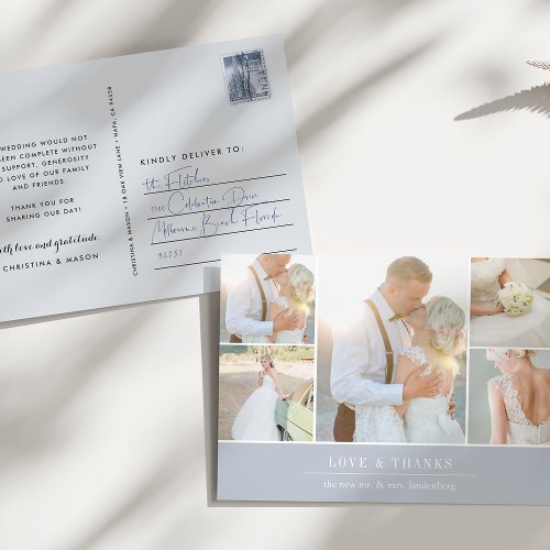 Chic Gratitude  Wedding Photo Collage Thank You Postcard
