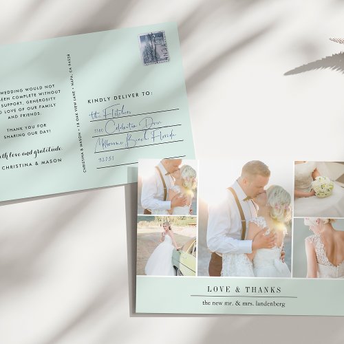 Chic Gratitude  Wedding Photo Collage Thank You Postcard