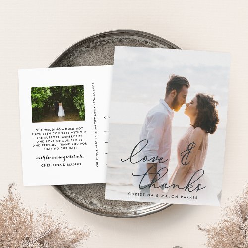 Chic Gratitude  Wedding Photo Thank You Postcard