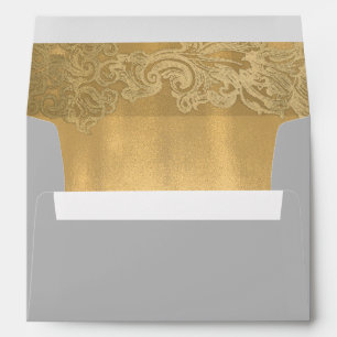 Chic Gray and Gold Wedding Envelope