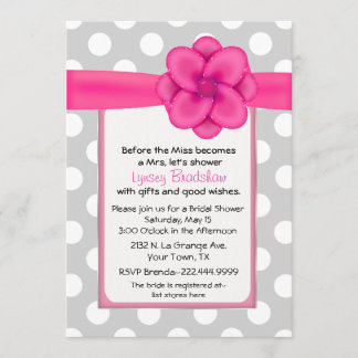 Chic Gray and Pink Bridal Shower Invitation