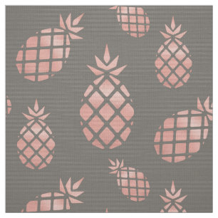 Chic Gray and Rose Gold Pineapple Upholstery Fabric
