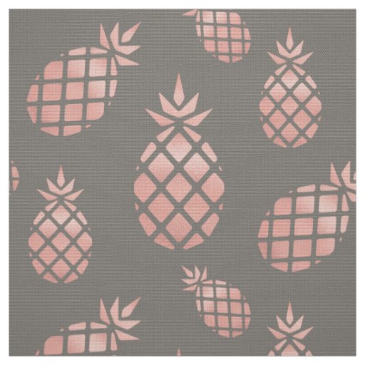 Chic Gray and Rose Gold Pineapple Upholstery Fabric