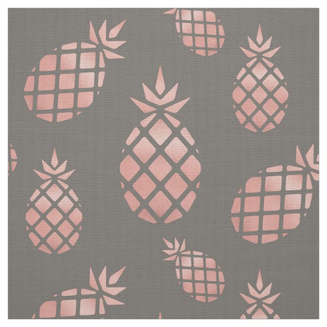 Chic Gray and Rose Gold Pineapple Upholstery Fabric (Swatch)