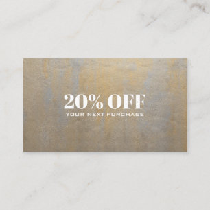 Chic Gray and satin gold discount  Coupon Card
