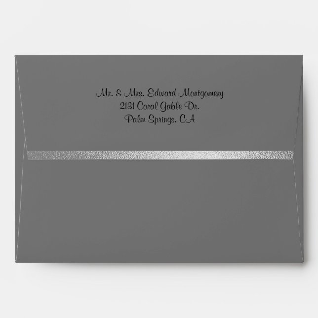 Chic Gray and Silver Envelope (Back (Top Flap))