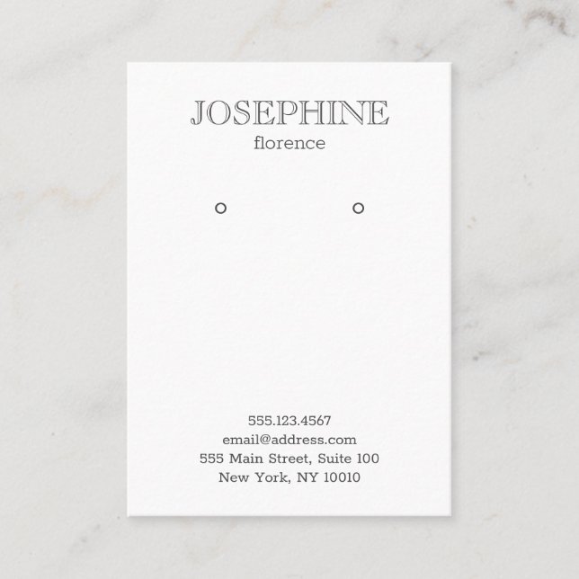 Chic Gray and White Earring Display Business Card (Front)