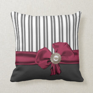 Chic Gray and White Striped Pillow