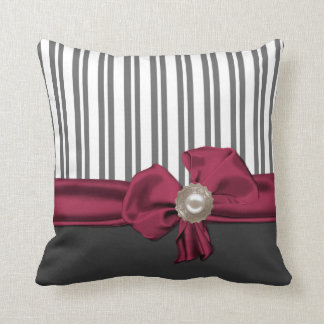 Chic Gray and White Striped Pillow
