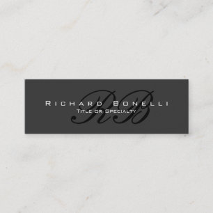 Chic Gray Black Calligraphy Monogram Business Card
