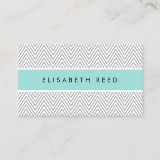 Customizable Chic gray chevrons aqua blue professional profile business card