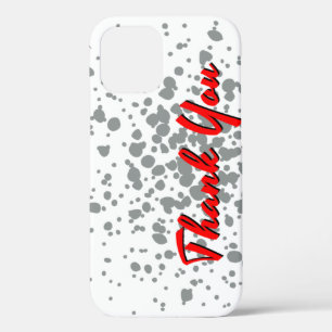Chic Gray Explosion Watercolor Dots Red Text iPhone 12 Case