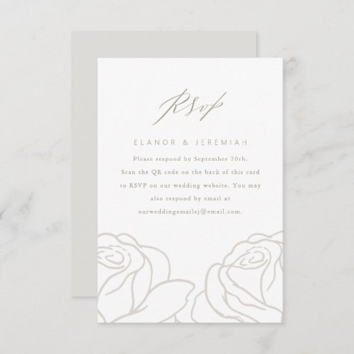 Chic Gray Floral Wedding RSVP with QR Code