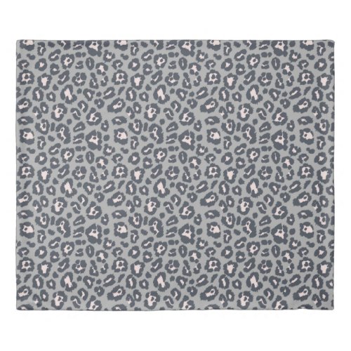 Chic Gray Leopard Print Pattern Duvet Cover