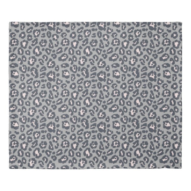 Chic Gray Leopard Print Pattern Duvet Cover (Front)