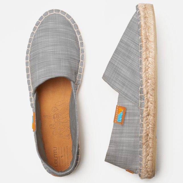 Chic Gray Linen Pattern Espadrilles (Side)