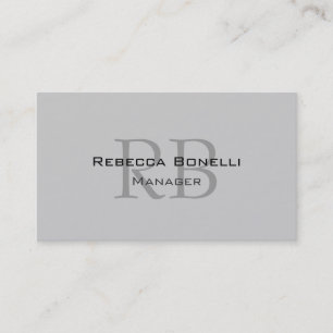 Chic Gray Monogram Manager Business Card