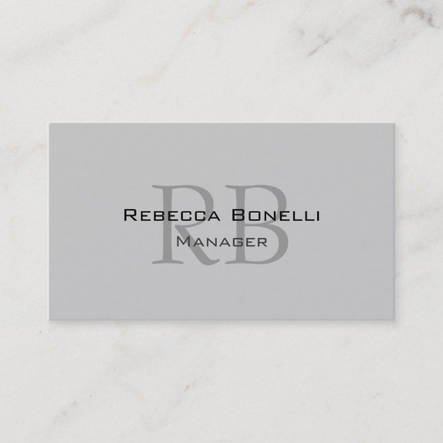 Chic Gray Monogram Manager Business Card (Front)