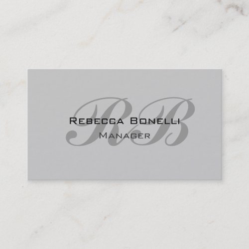 Chic Gray Monogram Script Manager Business Card