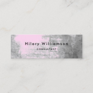 Chic Gray Pastel Pink Grunge Mini Business Card