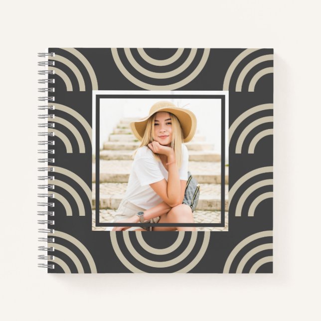 Chic Gray Rainbow Photo Notebook (Front)