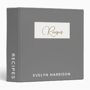 Chic Gray Recipe Binder with Custom Family Touch